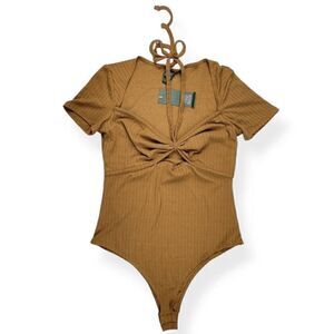 Wild Fable Cognac Sweetheart Neckline Body Suit Small